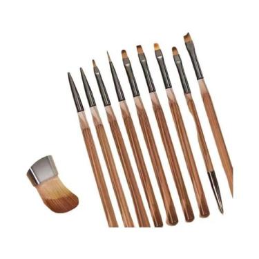 Imagem de Conjunto De Pincéis Para Unhas Em Gel UV 9 Unidades De Pintura Acrílic
