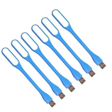 Imagem de JieruiDeng Mini luz USB, lâmpada LED flexível, luz noturna portátil para banco de energia de computador, laptop, notebook, teclado USB, luz de leitura, pacote com 6 (azul)