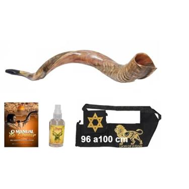 Imagem de Shofar De Chifre Antilope Livro De Israel 95 a 99 cm