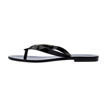 Imagem de Melissa Chinelos Harmonic M Chic – Detalhe metálico – Design Melflex elegante – Sandálias femininas confortáveis – Sandálias de verão para um estilo moderno, Preto, 37