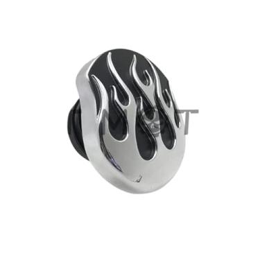 Imagem de HTTMT MT439-001- Tampa de combustível ventilada de chama preta compatível com Harley XL e tampa de tanque de gás grande dupla 84-15