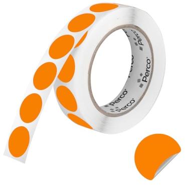 Imagem de Perco Etiquetas adesivas redondas de 2,5 cm laranja com adesivo removível – 1.000 etiquetas por rolo – Versáteis, cores vibrantes, retenção confiável, sem resíduos, perfuradas para uso conveniente