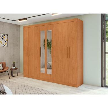 Imagem de Guarda Roupa Casal Ambiente Andara Soft 8 Portas Amêndoa Clean com Espelho - Lopas