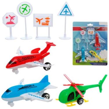 Imagem de Brinquedo Avião Miniatura Helicóptero Aeroporto Infantil - Etitoys, Co