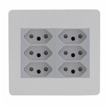 Imagem de Kit 4x4 6x Tomada 10A Gamma Silver (Prata) Orion Schneider