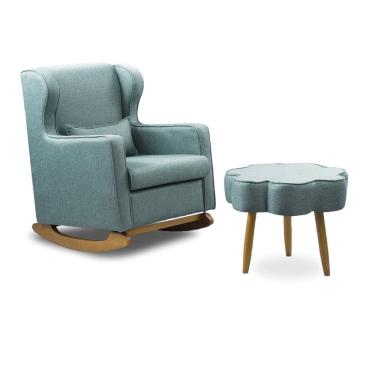 Imagem de Poltrona de Amamentação Base Balanço e Puff Flower Linho E03 - D`Rossi