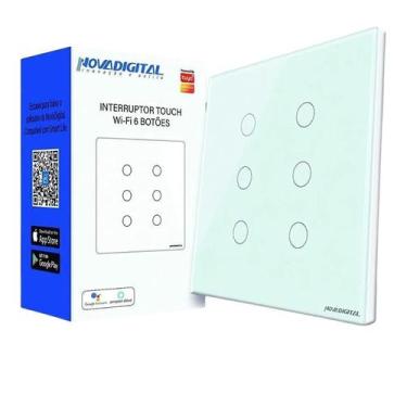 Imagem de Interruptor 6 Botões Branco Touch Wi-Fi Rf 433Mhz Premium - Nova digit