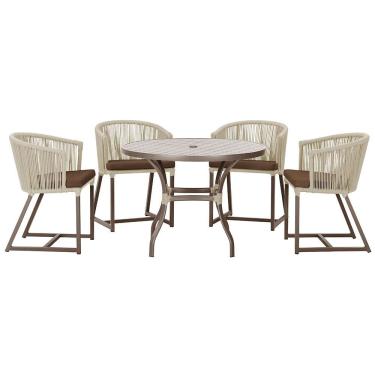 Imagem de Mesa com 4 Cadeiras de Jantar Roma 100cm e Noronha em Aluminío