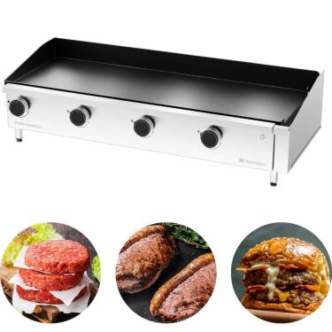 Imagem de Chapa Para Lanches Comercial 4 Queimadores A Gás 5mm Inox 100x40 Inox Marchesoni