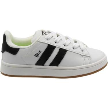 Imagem de Tênis Casual Juvenil Gibizinho Listras Confortável Menino, Branco, 34