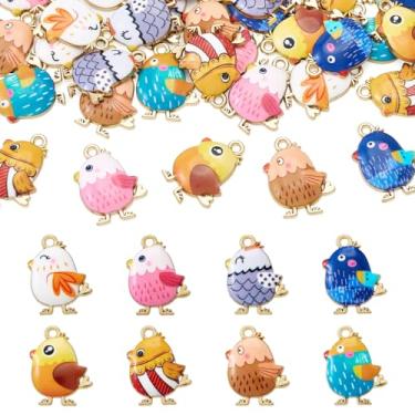 Imagem de Elecrelive 32 peças pingentes de animais esmaltados coloridos pintinho esmalte pingentes bonitos desenhos animados enfeites pendurados para pulseira, colar, chaveiro, suprimentos de artesanato DIY