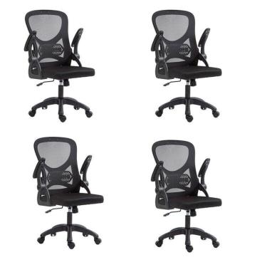Imagem de Kit com 4 Cadeira Escritório Diretor Office Columbus com Tela Mesh Preto