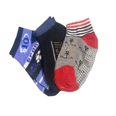 Imagem de Kit 36 Pares Meia Infantil Antiderrapante Menino 2 a 4 anos - Genérica