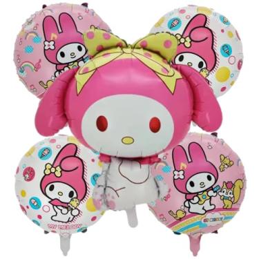 Imagem de My Melody Kids Balloon Decorations - Set Of 5 Kawaii Hello Melody Balloons For A Cute Kitty Birthday Party My Melody Big Backdrop Mylar Foil Decoration, Pink