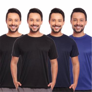 Imagem de Kit 4 Camisas Masculina Manga Curta Dry Fit Proteção Uv - Brás e Cia, 