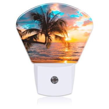 Imagem de Uiaoiais Linda Luz Noturna Com Sensor De Anoitecer E Amanhecer, Palmeira Pôr Do Sol, Para Decoração Quarto, Corredor, Cozinha, Banheiro Escadas, Ideal Crianças, Meninas, Meninos Mulheres