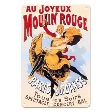 Imagem de Pacifica Island Art Au Joyeux Moulin Rouge (Feliz No Rouge) - Dance Cabaret Paris França Cartaz De Teatro Vintage C. 1890 Placa Lata Metal 8 X 12"