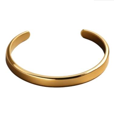 Imagem de Pulseira Masculina, Bracelete Ajustável Em Aço Titânio, Não Enferruja, Pulseira Look Social (DOURADO)