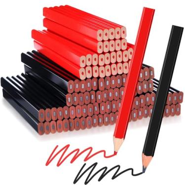 Imagem de Tenceur 120 lápis de carpinteiro a granel de 17,8 cm, carpinteiro duro octogonal de madeira plana resistente para marcenaria e marcação de concreto (preto e vermelho)