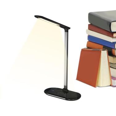 Imagem de Lâmpadas De Estudo Para Escritório,Luminária De Mesa Com Carregador Sem Fios Para Estudo | Luminária De Leitura Regulável E Dobrável Para Cama Escritório Criado Mudo