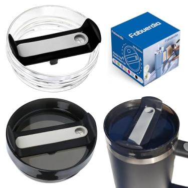Imagem de Fabuerdia Tampa de copo de 1,134 g adequada para copo Stanley, pacote com 2 tampas de substituição transparentes adequadas para copos Stanley, capas de copo à prova de derramamento para acessórios