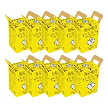 Imagem de Kit 10 Caixas Coletoras Para Material Perfurocortante 3l Descarpack