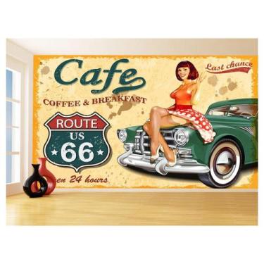 Imagem de Papel De Parede 3D Carro Antigo Hot Rod Pin Up 3,5M Cxr83 - Você Decor