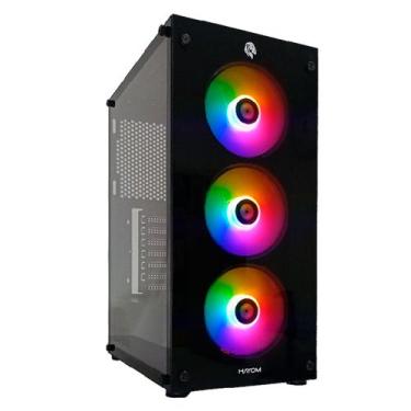 Imagem de Gabinete Gamer HAYOM, Lateral em Vidro, 3X Fans RGB, Preto - GB1769