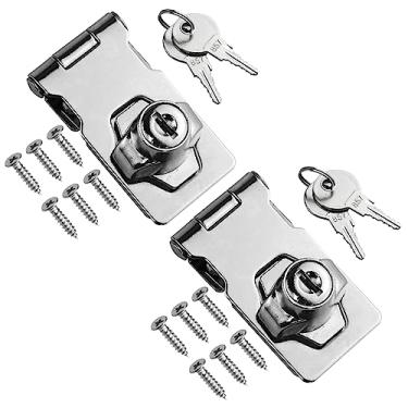 Imagem de TOVOT 2 pacotes de fechaduras com chave – trava com botão de torção (6,35 x 3,17 cm), trava de segurança com parafusos para armário de porta, chaveado como (cromado)