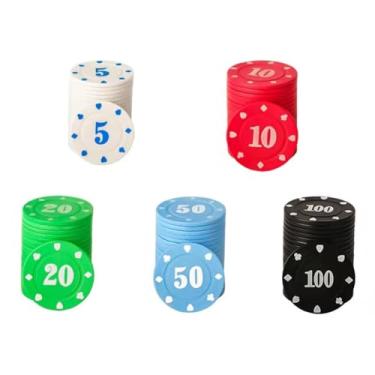 Imagem de DKAOVH Fichas de pôquer com denominações, fichas de pôquer, conjunto de fichas de pôquer de denominação com caixa de armazenamento (100 peças)