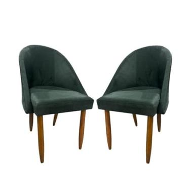 Imagem de Kit com 2 Cadeiras Lua Veludo Confortável Pratica Recepção Atendimento Escritório Sala de Jantar (VERDE MUSGO)