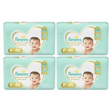 Imagem de Kit 4 pacotes de fraldas pampers premium care infantil p 40
