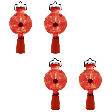 Imagem de Sinalizador Solar Viario para Cone Kit 4 Uni Sinalizaçao Segurança Pista Rodovia Rua Estrada Iluminaçao