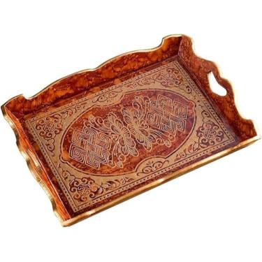 Imagem de Bandeja Retangular De Madeira Para Casa, Bandeja De Frutas, Bule E Bandeja Para Xícaras, Bandeja De Madeira De Tributo A Frutas Secas, Bandeja De Armazenamento Para Sala De Estar, Clear, 40CM