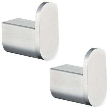 Imagem de Conjunto de ferragens para banheiro de aço inoxidável, toalheiro de aço escovado, suporte para papel higiênico, gancho para roupão, barra de toalha, acessórios para banheiro (2 ganchos para roupã