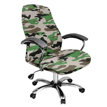 Imagem de Wanzuoeng Capas de assento para cadeira de computador de escritório com estampa camuflada, confortável, respirável, para jogos em casa, escritório, fácil de instalar, tamanho G