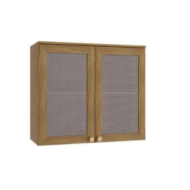 Imagem de Armário Aéreo 80cm 2 Portas com tela Botanic Kappesberg - Nogueira