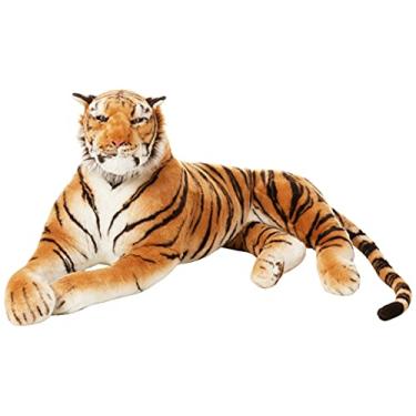 Imagem de Burton & Burton Tigre de pelúcia gigante deitado de 2,3 m de comprimento, ótimo mascote para fãs de tigre