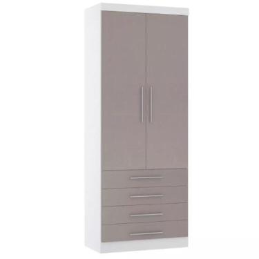 Imagem de Guarda-roupa Modulado 90cm 2 Portas 4 Gavetas Alpes Luciane, Branco/Ci