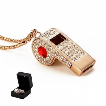 Imagem de PCTC Apito brilhante, apito de strass de cristal de metal com chaveiro para árbitros, som nítido alto, ótimo para árbitros, treinadores, salva-vidas, polícia, esportes ao ar livre e emergências