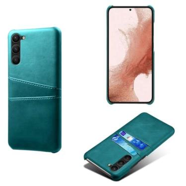 Imagem de Capas Compatível com Samsung Galaxy S23 Pro,Caso de couro PU-Tampa de telefone a prova de choque com 2 slots de cartão,Proteção anti-impressão digital e anti-gota-Green