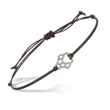 Imagem de PATIKIL Pulseira de cordão com estampa de pata de cachorro, pulseira de corda trançada feita à mão ajustável com pingente para amizade, joias artesanais, 11.8 inch, Corda de cordão, Sem pedra