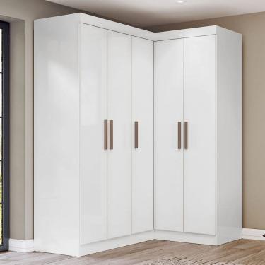 Imagem de Guarda-Roupa Solteiro Modulado Paris 5 Portas Branco Cinamomo/Off - Maxel