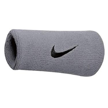 Imagem de Munhequeira Grande Swoosh Doublewide Wristband (Par) Nike Silver/Black