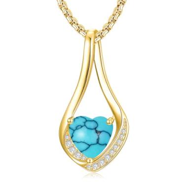 Imagem de Zoeniya Colares de pedra do mês de nascimento para mulheres, ouro amarelo/branco 18 k Forever Love coração infinito pingente colar joia aniversário presentes de aniversário para mulheres, sua esposa