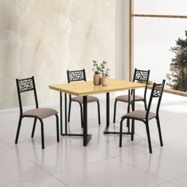 Imagem de Conjunto Sala de Jantar Industrial Michigan 1,20 Tampo Imbuia com 4 Ca