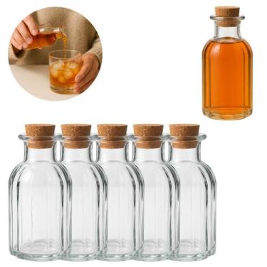 Imagem de 5 Garrafas de Vidro 130ml com Tampa Rolha Luxo Bar Whisky - Lyor