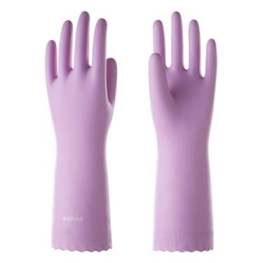 Imagem de wahoo Luvas De Limpeza Wahoo, Reutilizáveis Para Lavar Louça Com Forro Algodão Flocado, Louça, Cozinha, Névoa Malva, Tamanho Pequeno