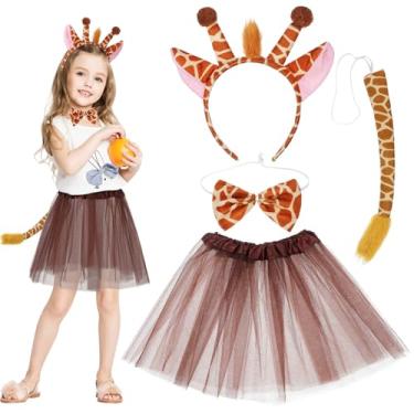 Imagem de UKCOCO 1 Conjunto De De Girafa Tutu - Kit De Animal Inclui Saia Faixa De Cabeça Gravata Borboleta E Rabo - Roupas De Festa De Aniversário De Halloween Para (4