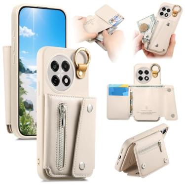 Imagem de Asuwish Capa de celular para OnePlus 13R 5G carteira celular com suporte com zíper porta-cartão de crédito slot 13 13R mulheres homens meninas branco